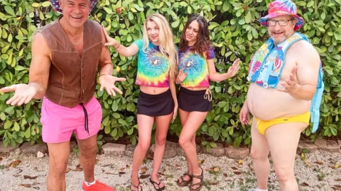 Blowpass – Crazy Cowboy Threesome W Petite Babes W Little Hairy Pussies Riley Star Laya Rae