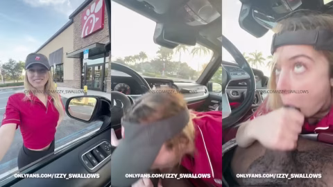 Onlyfans – Izzy Swallows – Chick-Fil-A Employee Fucks BBC In The Car
