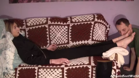 Female Boot World Foot Worship On Sofa